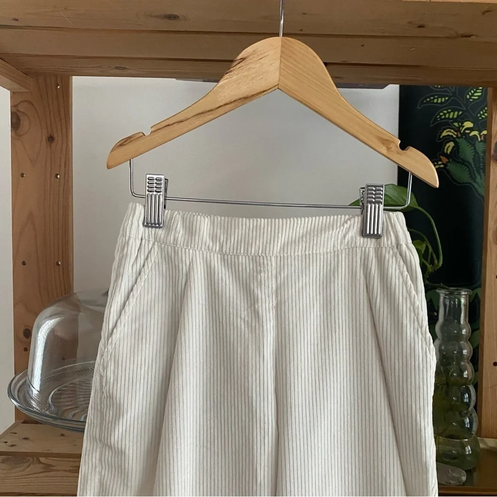 Brunello Cucinelli Kids Cream White Ribbed Wide Leg Corduroy Trousers Pants 6
